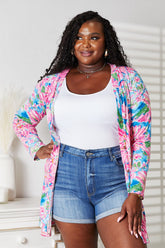 Double Take Floral Open Front Long Sleeve Cardigan Floral OutfitFlow